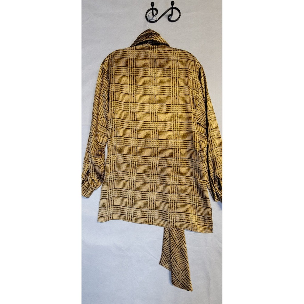 Vintage Gold Gucci Silk Blouse W Attached Scarf Size 40 - Picture 3 of 8